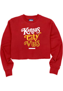 Kansas City Women's Red Vibes Long Sleeve Cropped Crew Sweatshirt