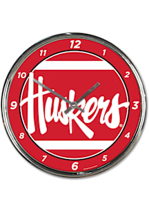 Nebraska Cornhuskers Chrome Wall Clock