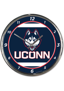UConn Huskies Chrome Wall Clock