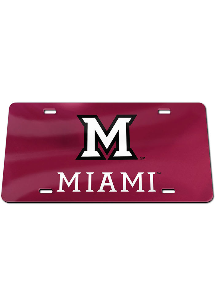 Miami RedHawks Team Color Acrylic Car Accessory License Plate