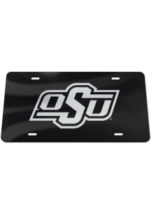 Oklahoma State Cowboys Silver Logo Black Background Car Accessory License Plate
