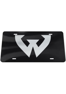 Wayne State Warriors Silver Logo Black Background Car Accessory License Plate