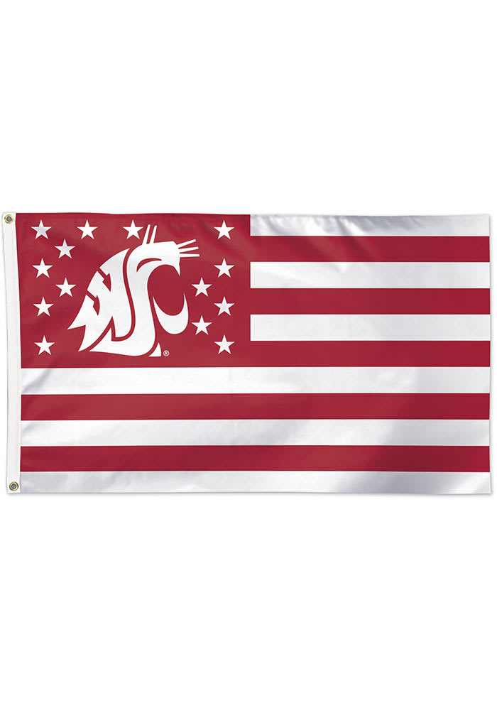 Washington State Cougars 3x5 American Red Silk Screen Grommet Flag