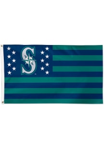 Seattle Mariners 3x5 Star Stripes Navy Blue Silk Screen Grommet Flag