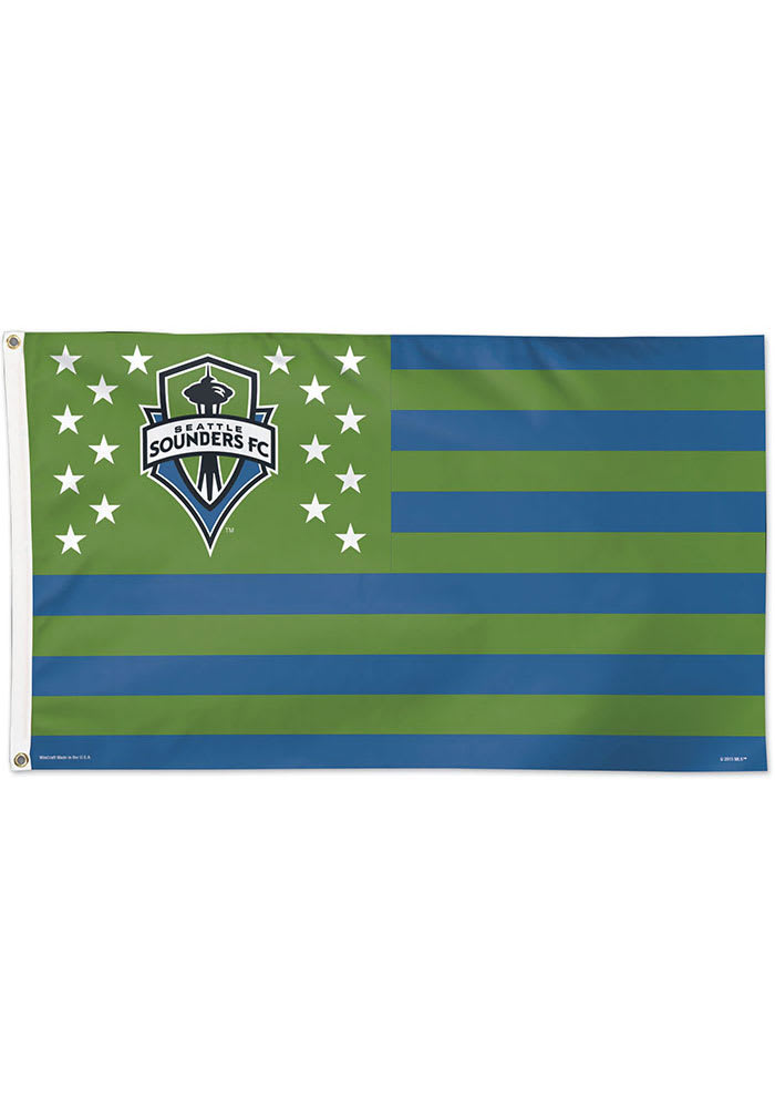 Seattle Sounders FC 3x5 Star Stripes Blue Silk Screen Grommet Flag