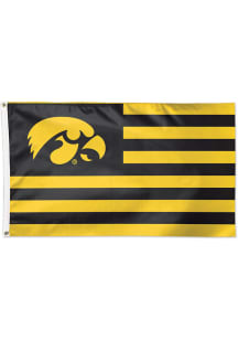 Black Iowa Hawkeyes 3x5 Star Stripes Silk Screen Grommet Flag