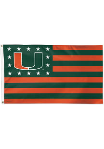 Miami Hurricanes 3x5 Star Stripes Orange Silk Screen Grommet Flag