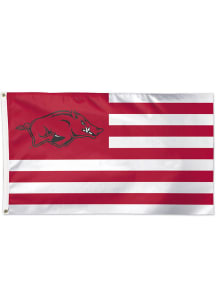 Arkansas Razorbacks 3x5 Stripe Red Silk Screen Grommet Flag