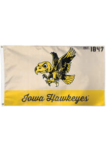 Iowa Hawkeyes 3x5 Vintage Black Silk Screen Grommet Flag