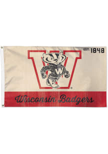 Wisconsin Badgers 3x5 Vintage Cardinal Silk Screen Grommet Flag