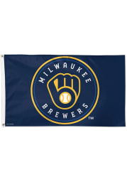 Milwaukee Brewers 3x5 Navy Blue Silk Screen Grommet Flag