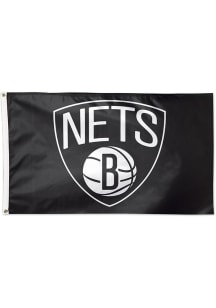 Brooklyn Nets 3x5 Black Silk Screen Grommet Flag