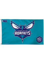 Charlotte Hornets 3x5 Teal Silk Screen Grommet Flag