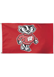 Cardinal Wisconsin Badgers 3x5 Mascot Silk Screen Grommet Flag