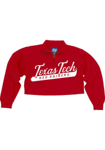 Texas Tech Red Raiders Womens Red Cropped 1/4 Zip Pullover