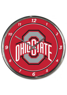 Red Ohio State Buckeyes Chrome Wall Clock