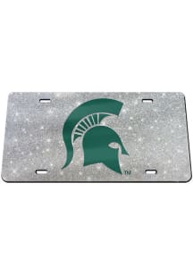Michigan State Spartans Silver  Glitter License Plate