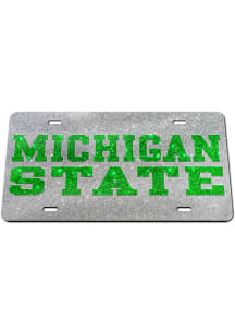 Michigan State Spartans Silver  Glitter License Plate