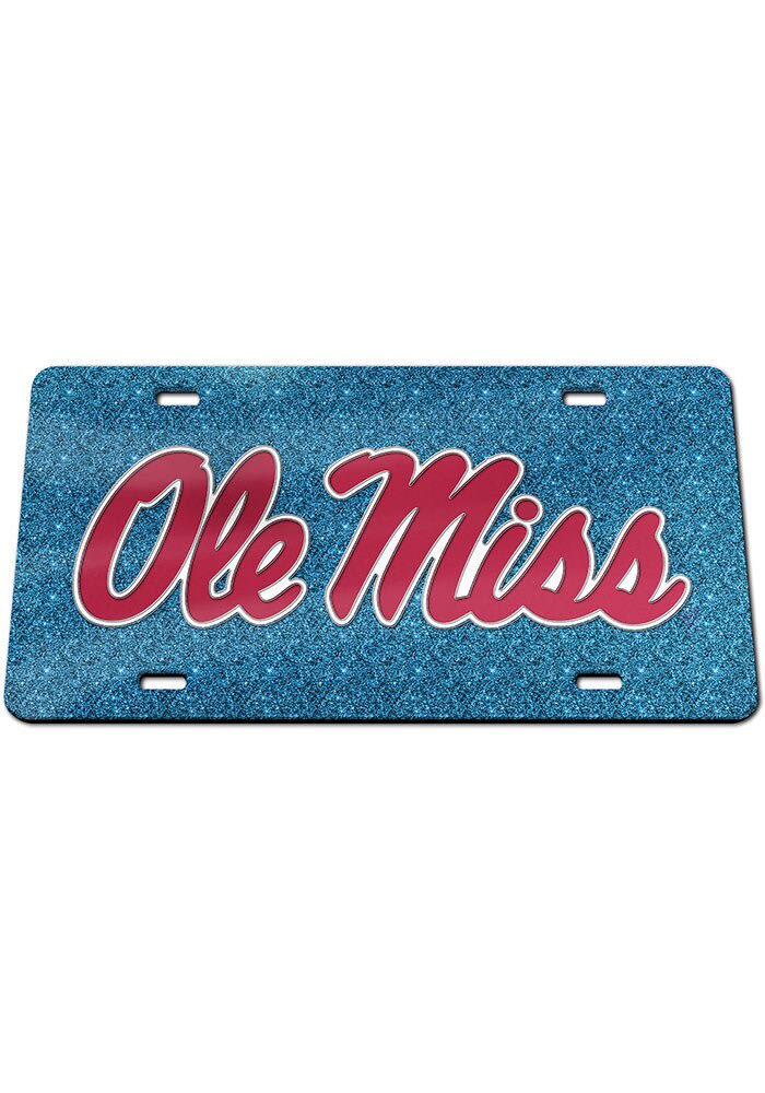 Ole Miss Rebels Glitter Logo Car Accessory License Plate