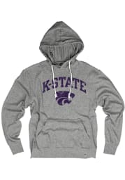 Rally K-State Wildcats Mens Grey Distressed Arch Mascot Lightweight Fashion Hood