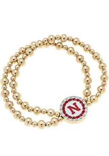 Nebraska Cornhuskers Disc Bead Stretch Womens Bracelet