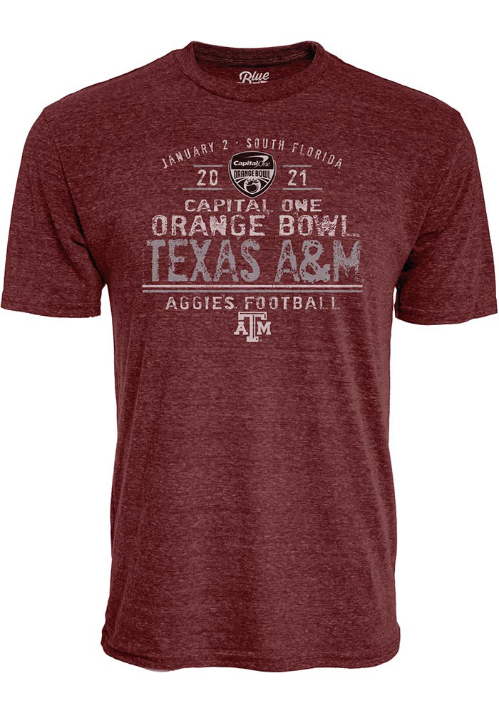 Texas A&M Aggies Maroon 2020 Orange Bowl Bound Short Sleeve Fashion T Shirt
