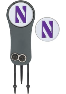 White Northwestern Wildcats Ball Marker Switchblade Divot Tool