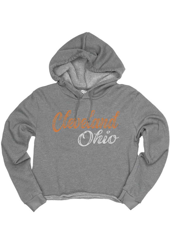Cleveland Womens Grey Script Hooded Sweatshirt
