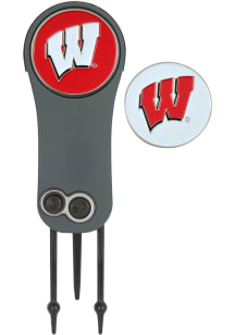 White Wisconsin Badgers Ball Marker Switchblade Divot Tool