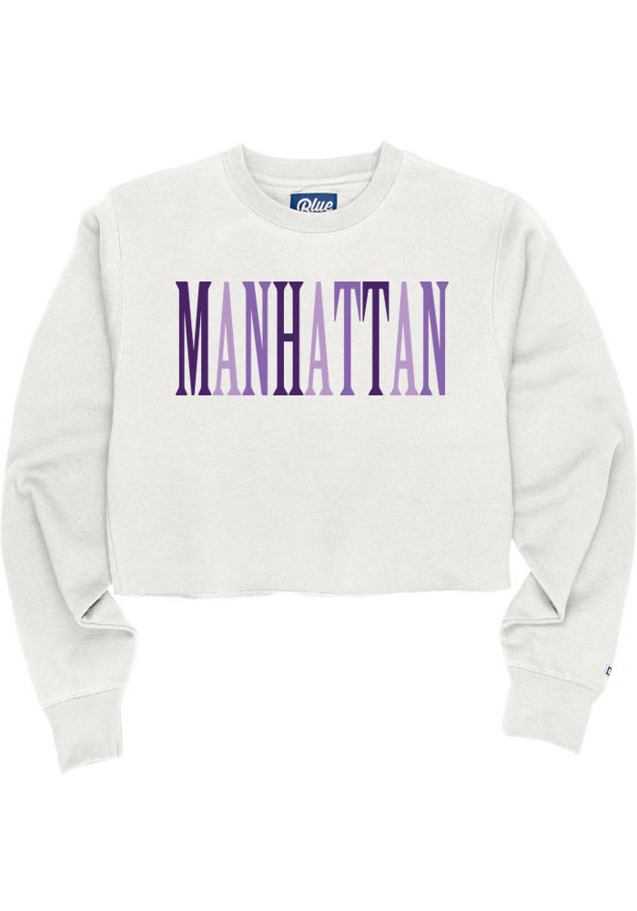 Manhattan Womens White Multi Wordmark Crew Sweatshirt