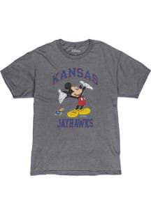 Kansas Jayhawks Grey Dis Right Here Mickey Short Sleeve Fashion T Shirt