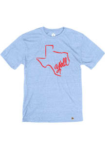 Rally Texas Light Blue Yall Short Sleeve Fashion T Shirt