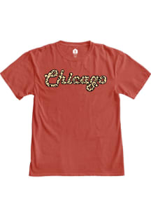 Rally Chicago Womens Red Cheetah Short Sleeve T-Shirt