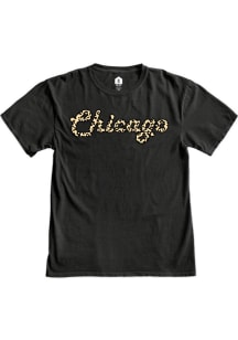 Rally Chicago Womens Black Cheetah Short Sleeve T-Shirt