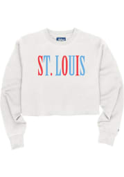 St Louis Womens White Multi Wordmark Crew Sweatshirt