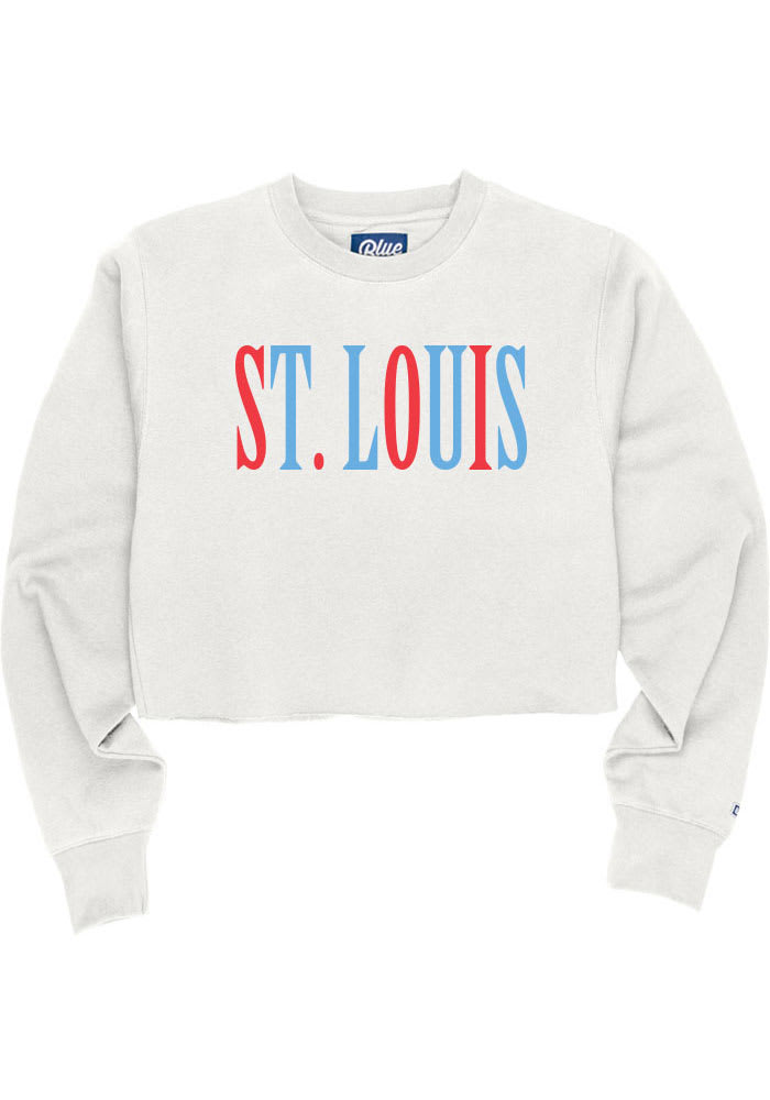 St Louis Womens White Multi Wordmark Crew Sweatshirt