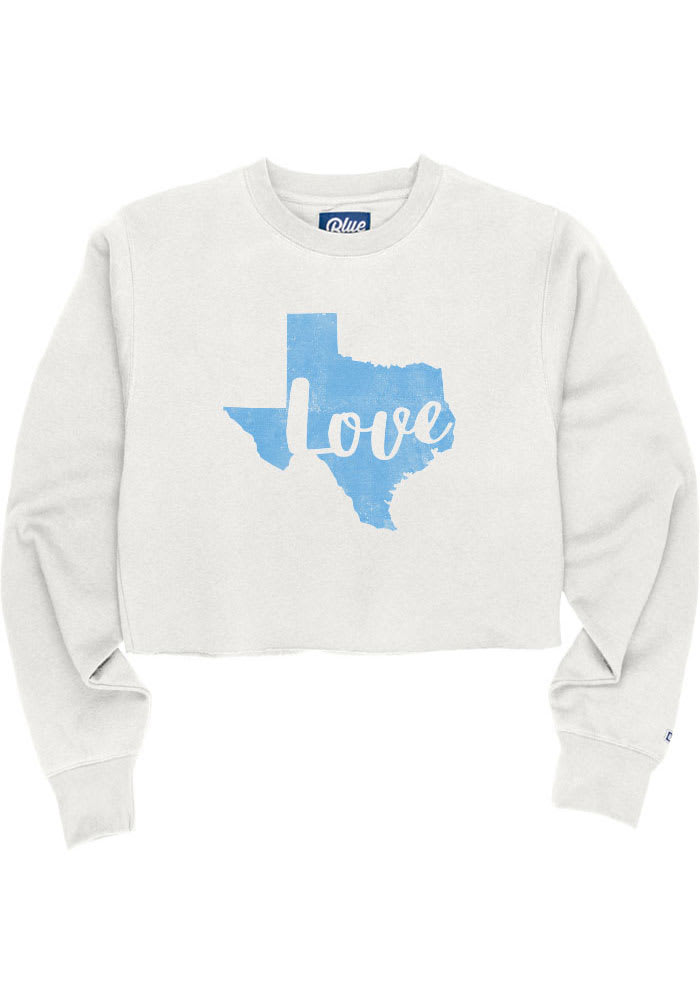 Texas Womens White State Shape Love Crew Sweatshirt