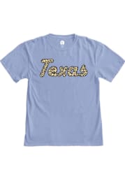 Rally Texas Womens Light Blue Cheetah Short Sleeve T-Shirt