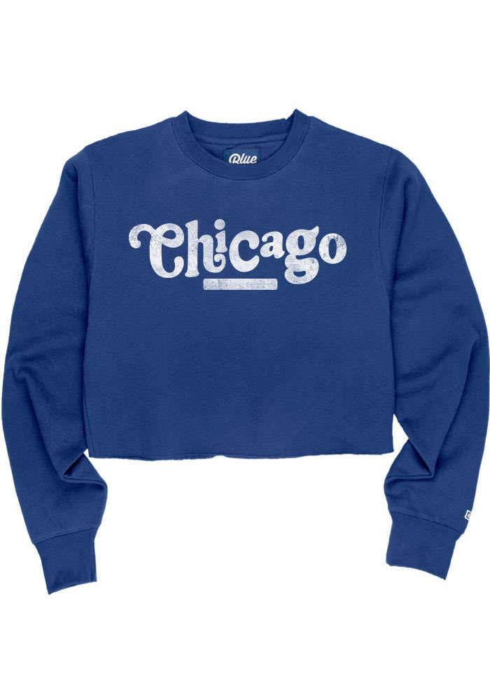 Chicago Womens Blue Cooper Hippie Font Crew Sweatshirt