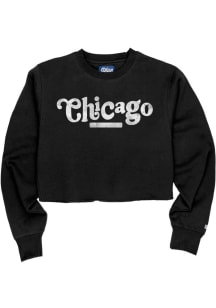 Chicago Womens Black Cooper Hippie Font Crew Sweatshirt
