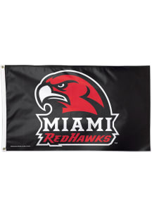 Miami RedHawks Basic Logo Red Silk Screen Grommet Flag
