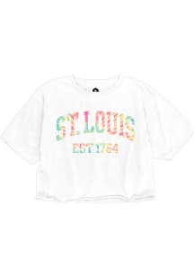 Rally St Louis Womens White Arch Tie-Dye Infill Short Sleeve T-Shirt