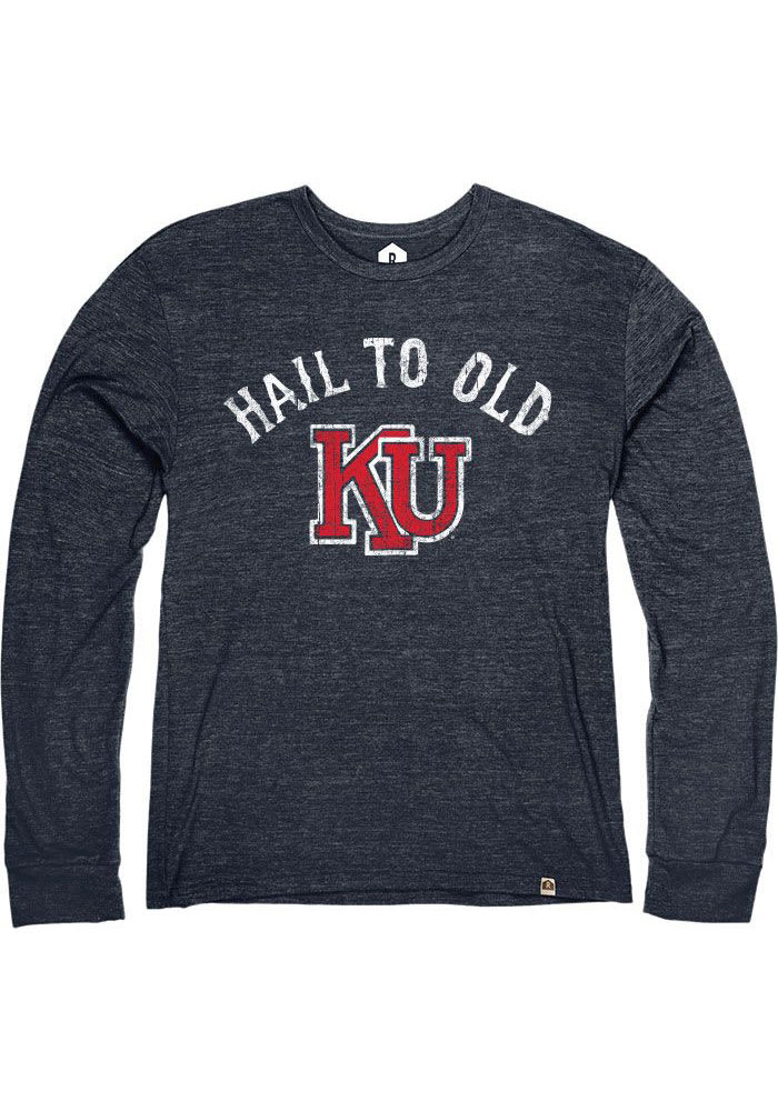 Rally Kansas Jayhawks Navy Blue Hail To Old Ku Long Sleeve Fashion T Shirt