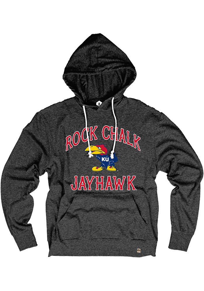 Rally Kansas Jayhawks Mens Black Rock Chalk Number One Fashion Hood