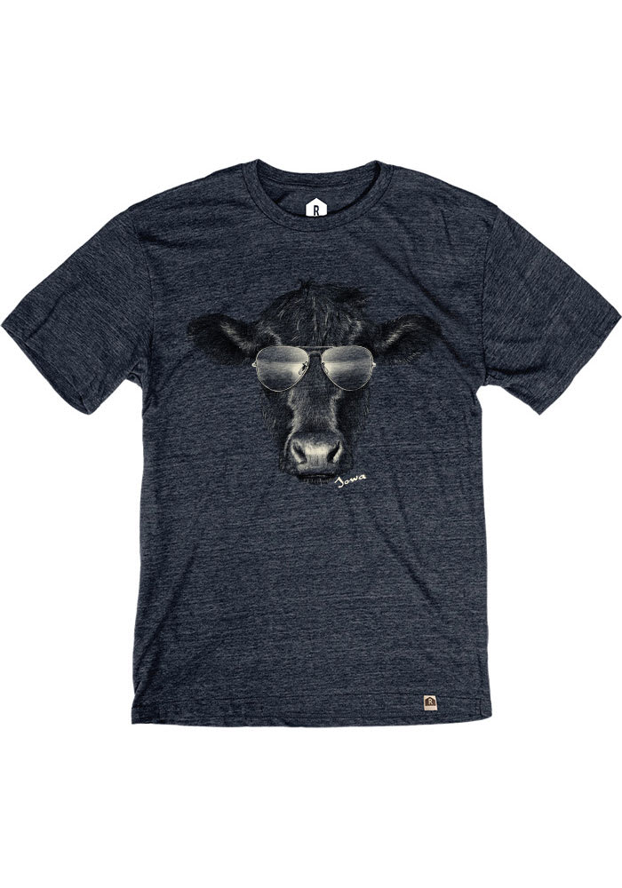 Rally Iowa Navy Blue Cow Shades Short Sleeve Fashion T Shirt