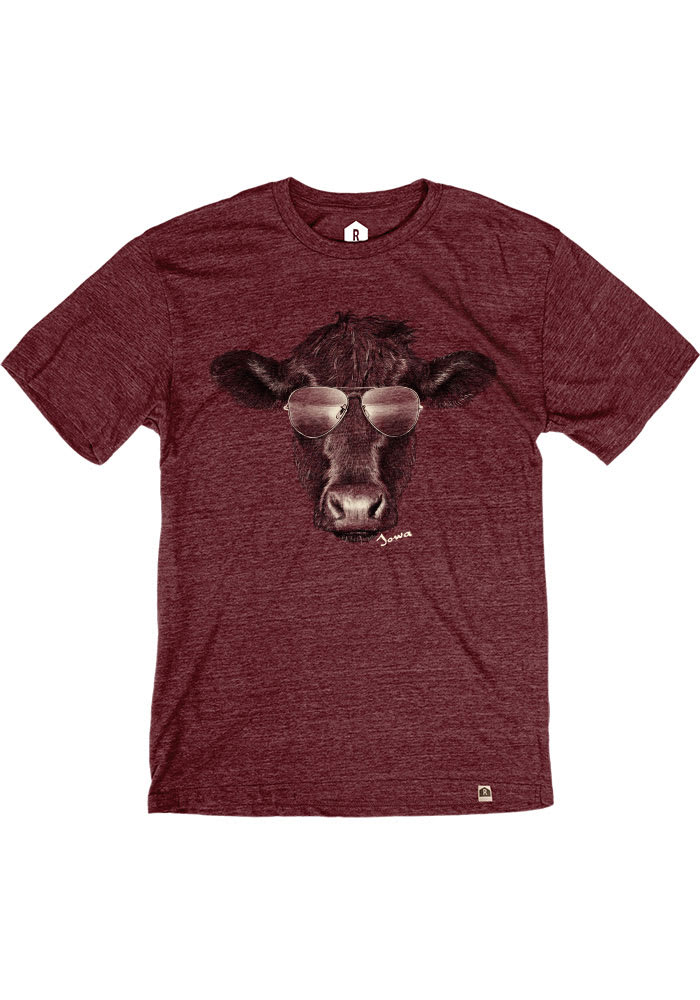 Rally Iowa Maroon Cow Shades Short Sleeve Fashion T Shirt