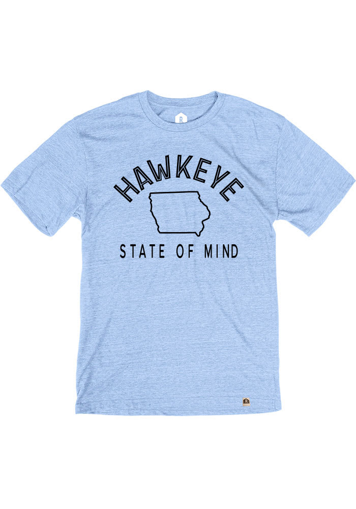 Rally Iowa Light Blue Hawkeye State of Mind Short Sleeve Fashion T Shirt
