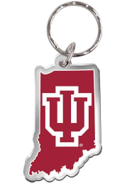 Indiana Hoosiers State Shape Team Color Keychain