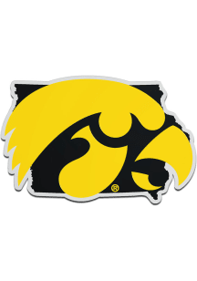 Iowa Hawkeyes Gold  State Shaped Car Emblem