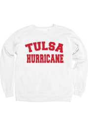 Tulsa Golden Hurricanes Womens White Classic Arch Crop Crew Sweatshirt